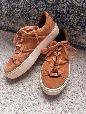 UGG Suede Low-Top Sneakers in Chestnut Brown- Size 7.5